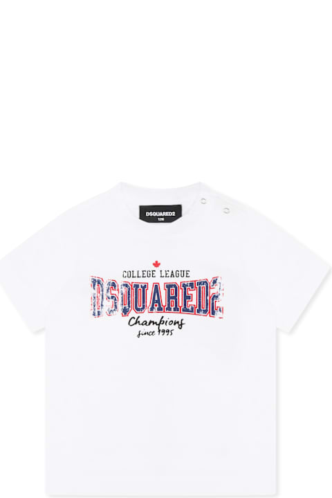 Dsquared2 Topwear for Baby Boys Dsquared2 White T-shirt For Baby Boy With Logo