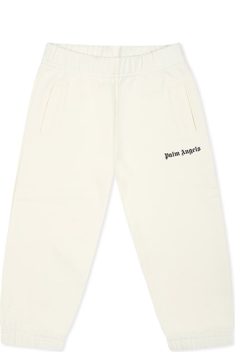 Homeware Palm Angels Ivory Trousers For Baby Girl With Logo