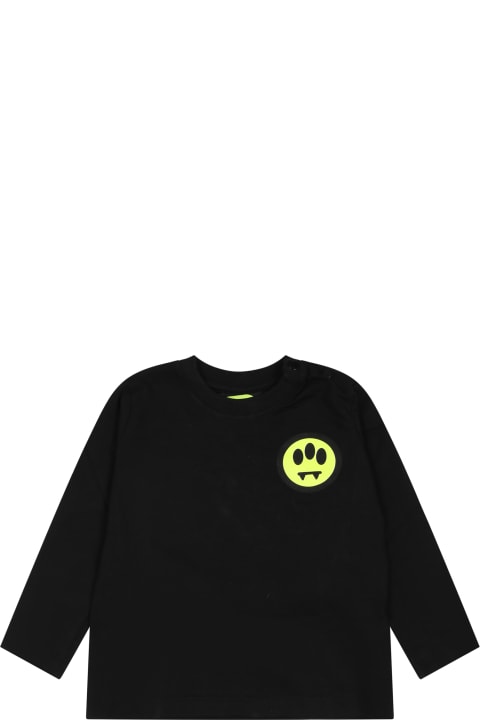 ベビーガールズ トップス Barrow Black T-shirt For Baby Kids With Logo And Smiley
