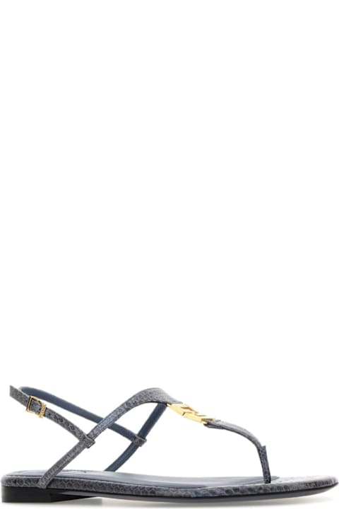 Fendi Sandals for Women Fendi Air Force Blue Leather Fold Thong Sandals