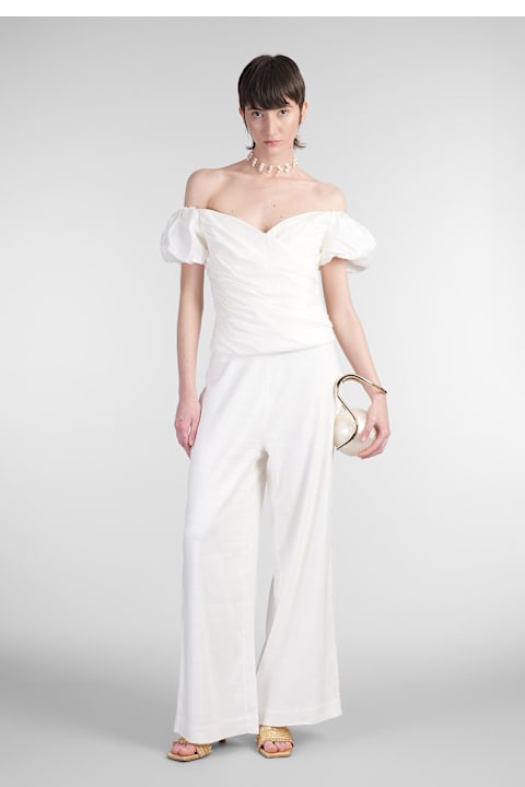 Cult Gaia Women Cult Gaia Helene Topwear In White Linen