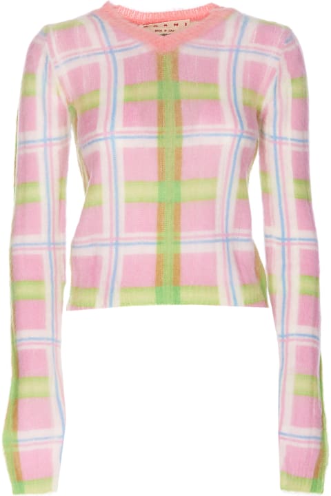 Fashion for Women Marni Mohair Brushed Checked Sweater