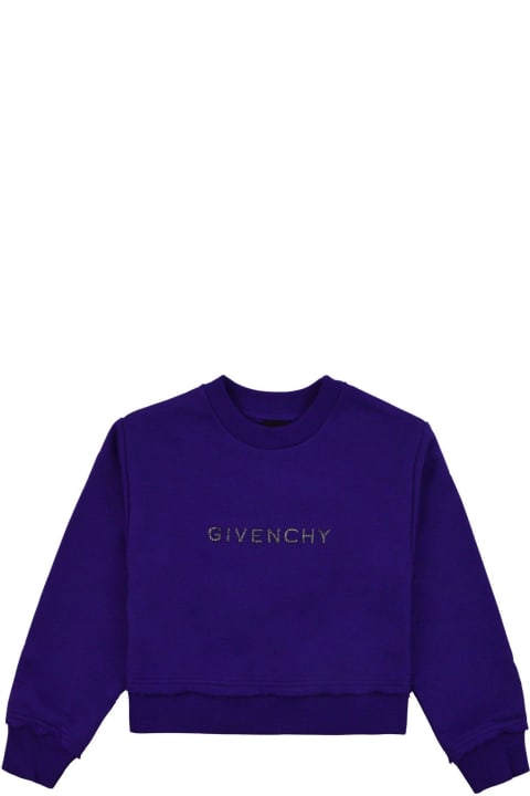 Givenchy for Boys Givenchy Logo Embroidered Crewneck Sweatshirt