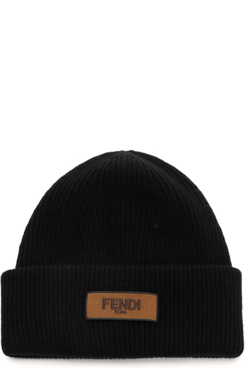 メンズ Fendiのアクセサリー Fendi Black Wool Cap