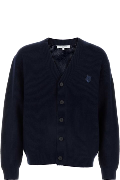 Maison Kitsuné Sweaters for Men Maison Kitsuné Dark Blue Wool Blend Cardigan