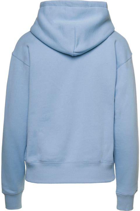 Light Blue Hoodie With Polo Bear Print In Cotton Blend Woman