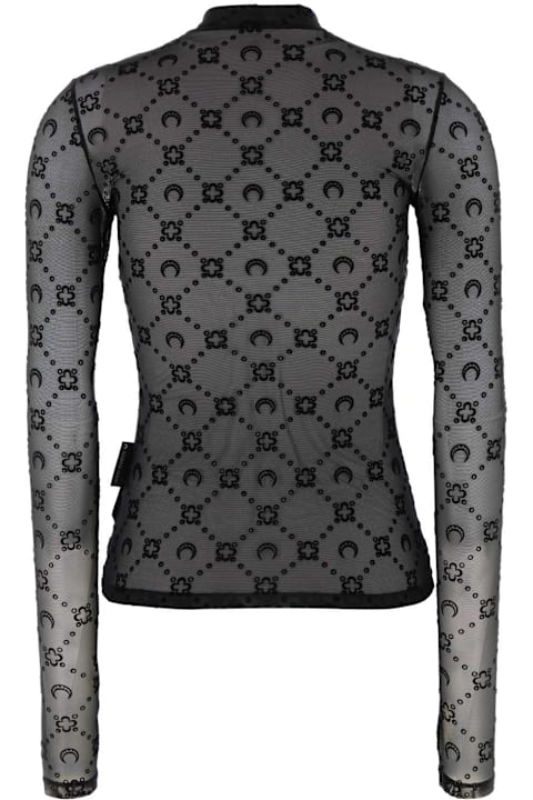 Marine Serre Black Stretch Mesh Top