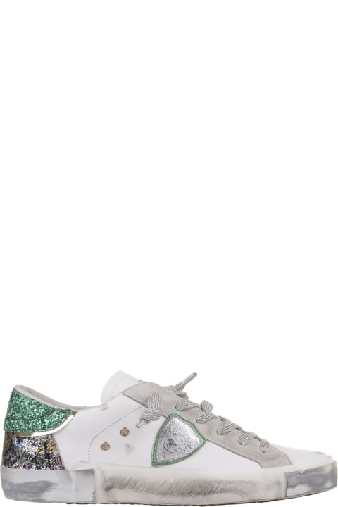 Philippe Model Shoes for Women Philippe Model Prsx Low Sneakers - White And Green
