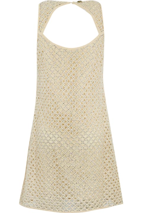 TwinSet Topwear for Women TwinSet Net Dress With Beads And Rhinestones