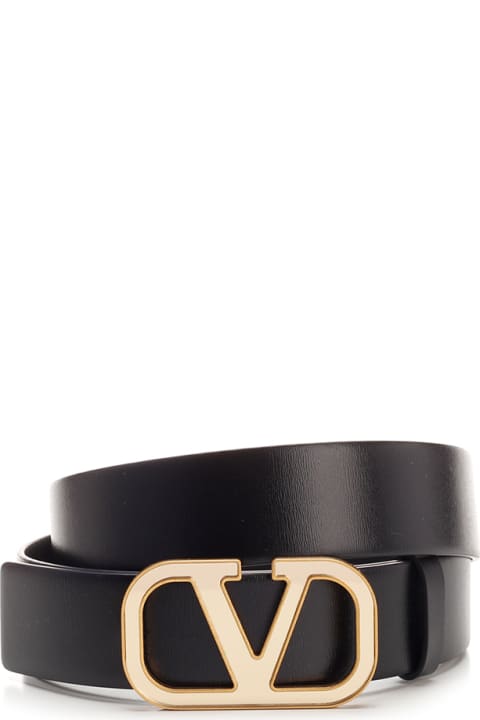 Accessories for Men Valentino Garavani Black 'v Logo' Belt