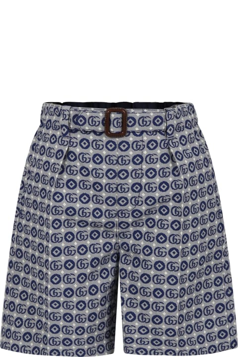 Gucciのボーイズ Gucci Blue Shorts For Boy With Geometric Pattern And All-over Gg