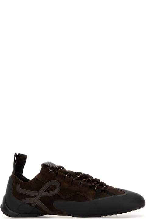 Loewe Brown Suede Grip Sneakers