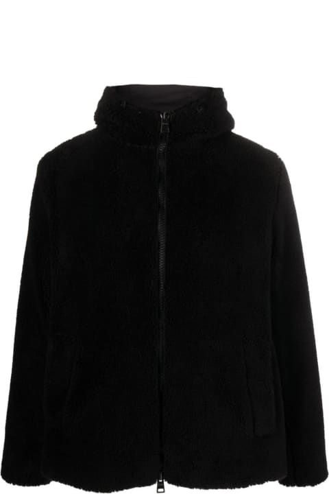 Herno for Men Herno Black Cotton Felted Hooded Jacket