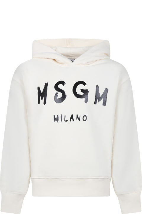 Sweaters & Sweatshirts for Boys MSGM Ivory Sweatshirt For Kids With Logo