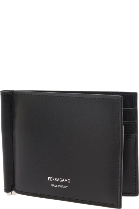Ferragamo for Men Ferragamo Black Bifold Wallet With Logo Lettering In Leather Woman