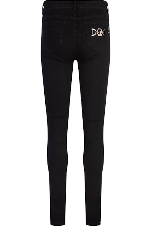 Philipp Plein for Women Philipp Plein Denim High Waist Jegging Trousers Hexagon In Black