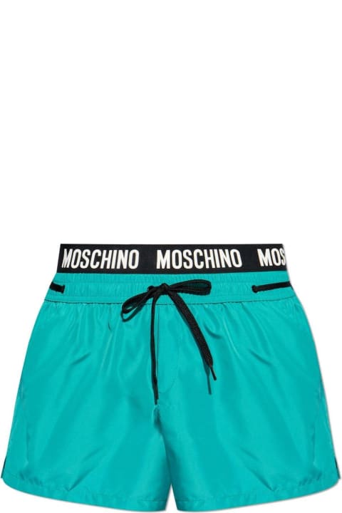 メンズ ウェア Moschino Logo Waistband Drawstring Swim Shorts