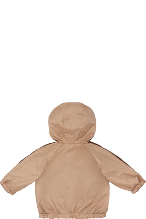 Topwear for Baby Girls Fendi Beige Reversible Windbreaker Jacket