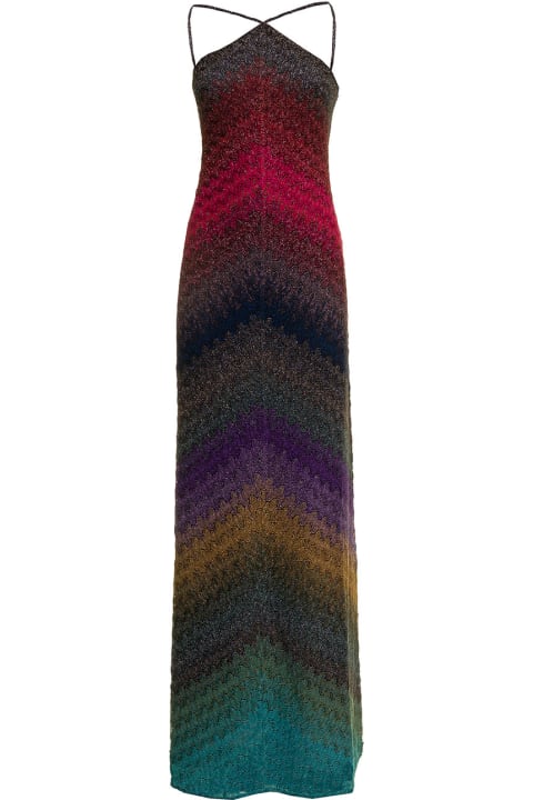 Multicolor Long Dress In Knitted Lurex Missoni Woman