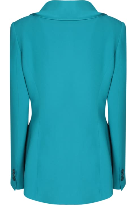 Alberta Ferretti Clothing for Women Alberta Ferretti Rouche Enver Satin Turquoise Jacket