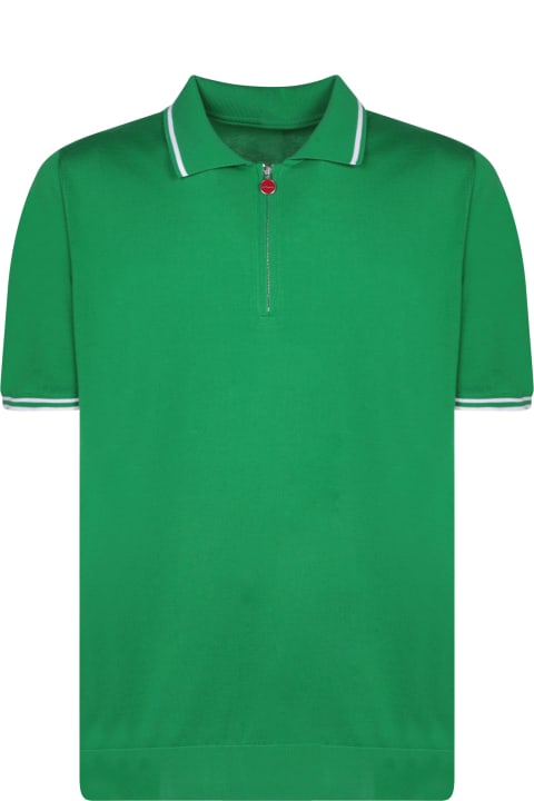 Kiton for Men Kiton Kiton Green Mid-zip Polo Shirt