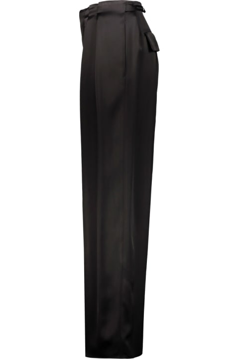 Pant With Pleats In Double Viscose Satin