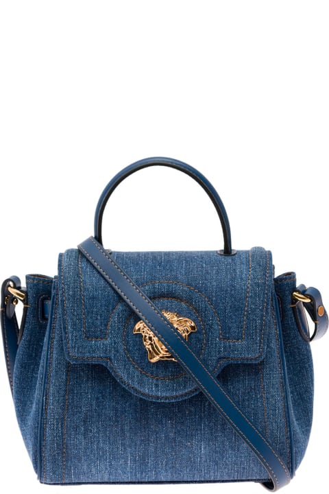 La Medusa Blue Handbag In Denim Versace Woman