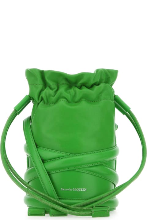 ウィメンズ新着アイテム Alexander McQueen Grass Green Leather Bucket Bag