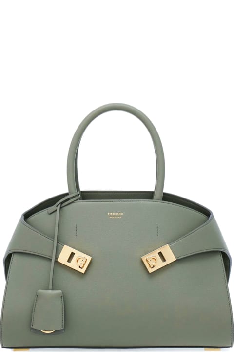 Homeware Ferragamo Ash Grey Small Hug Leather Tote Bag