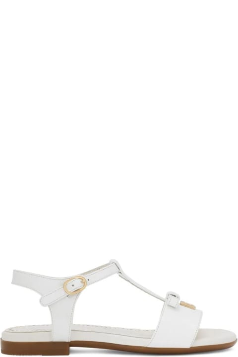Dolce & Gabbana Sale for Kids Dolce & Gabbana White Patent Leather Sandals With Dg Logo