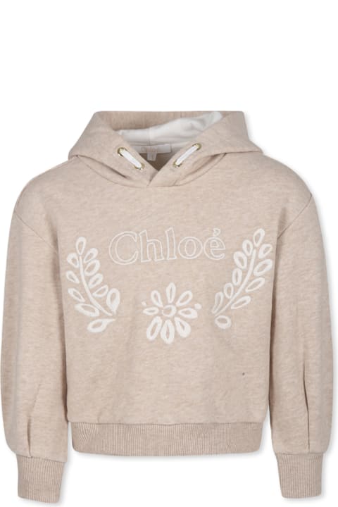 Fashion for Girls Chloé Beige Sweatshirt For Girl With Embroidery And Logo