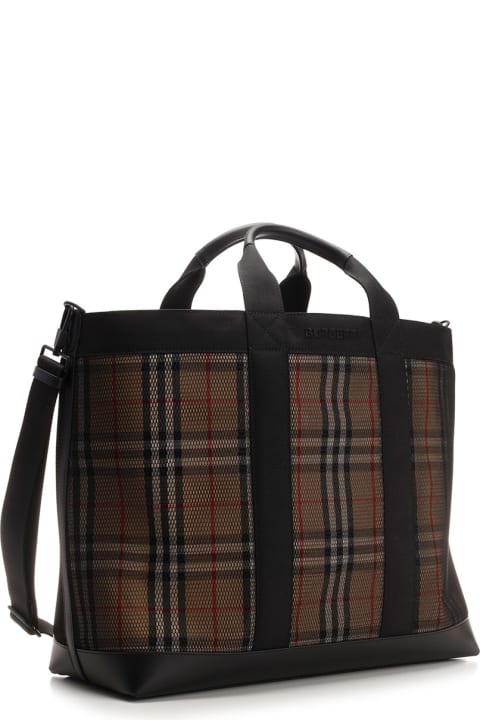 Burberry Men's Ormond Mesh Check Tote Bag