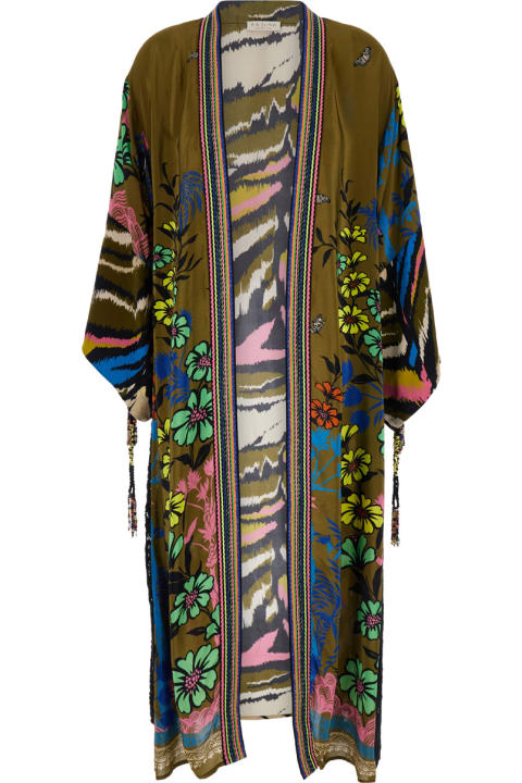 ウィメンズ Anjunaのウェア Anjuna Green Kimono With Floral Print In Viscose Woman