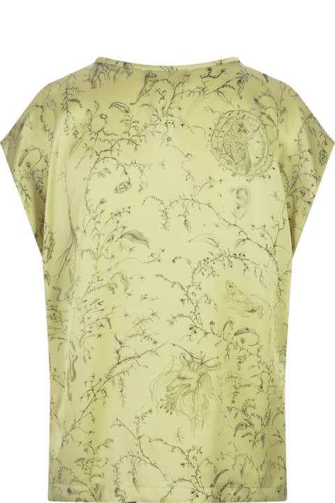 Fashion for Women Fabiana Filippi Printed Green Silk Satin Top