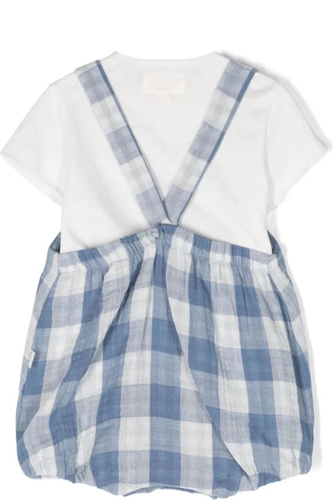 Fashion for Baby Boys Teddy & Minou Two-piece Set With Dungarees In White And Blue
