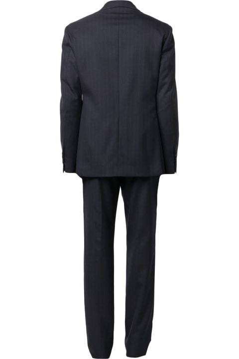 Suits for Men Lardini Navy Blue Wool Single-breasted Suit