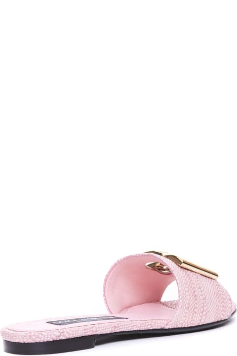 Sandals for Women Dolce & Gabbana Pink Fabric Slippers