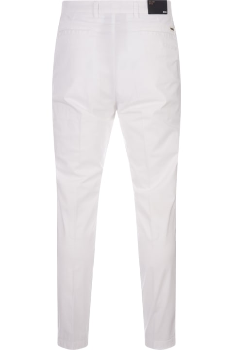Hugo Boss for Men Hugo Boss Slim Fit Chino Trousers In White Stretch Gabardine