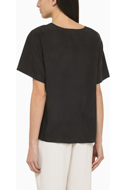 Fashion for Women Parosh Black Silk T-shirt