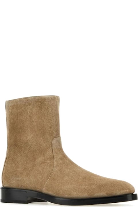 Ferragamo أحذية برقبة لـ القسم الرجالي Ferragamo Cappuccino Suede Gerald Ankle Boots