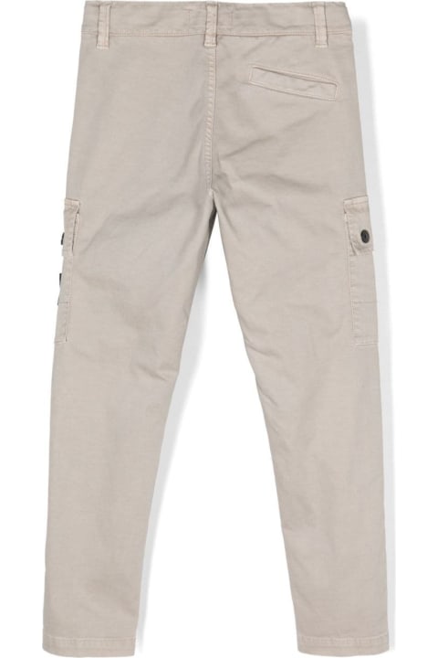 Stone Island Junior for Kids Stone Island Junior Grey Pants With Patch Pockets And Patch Logo In Stretch Cotton Boy