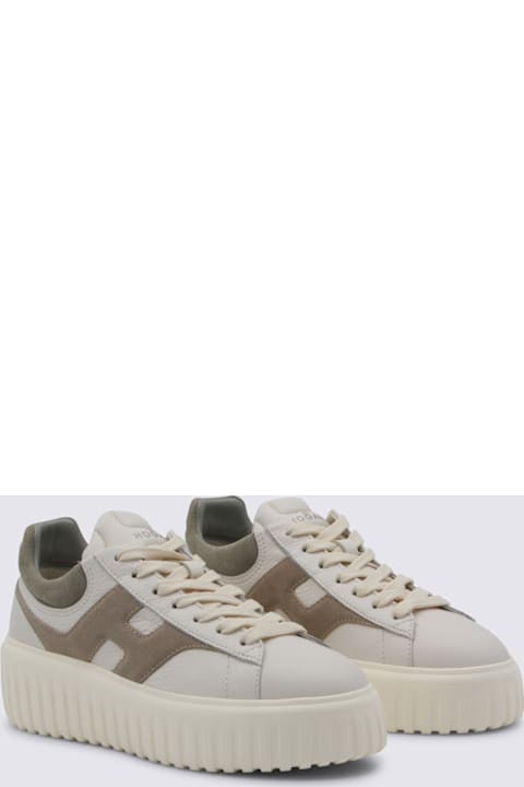 Hogan White And Beige Leather Sneakers