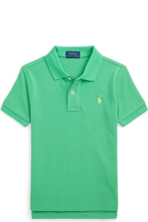 Polo Ralph Lauren Kids Polo Ralph Lauren Green Polo Shirt With Logo In Cotton Boy