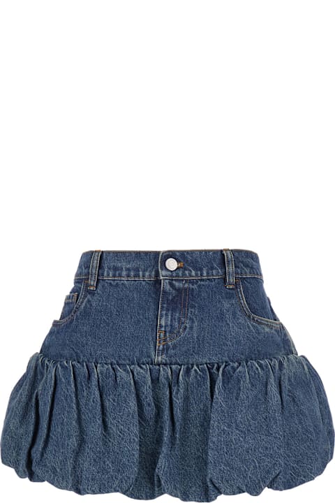 Homeware Coperni Blue Miniskirt With Logo Patch On The Rear And Gathered Hem In Denim Woman