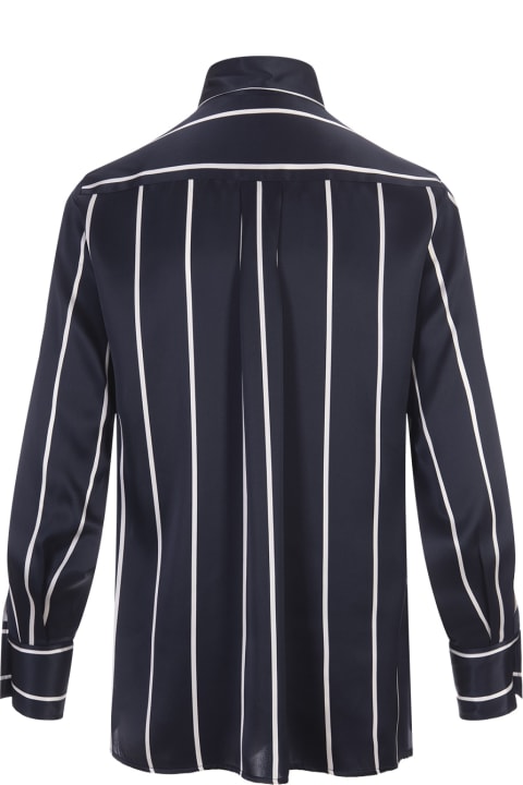 ウィメンズ Kitonのトップス Kiton Navy Blue Striped Silk Shirt