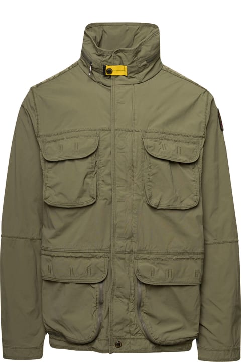 'celsius' Military Green High Neck Jacket With Patch Pocket In Cotton Blend Man