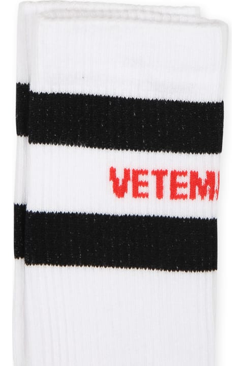 VETEMENTS لـ Kids VETEMENTS White Socks For Kids With Red Logo