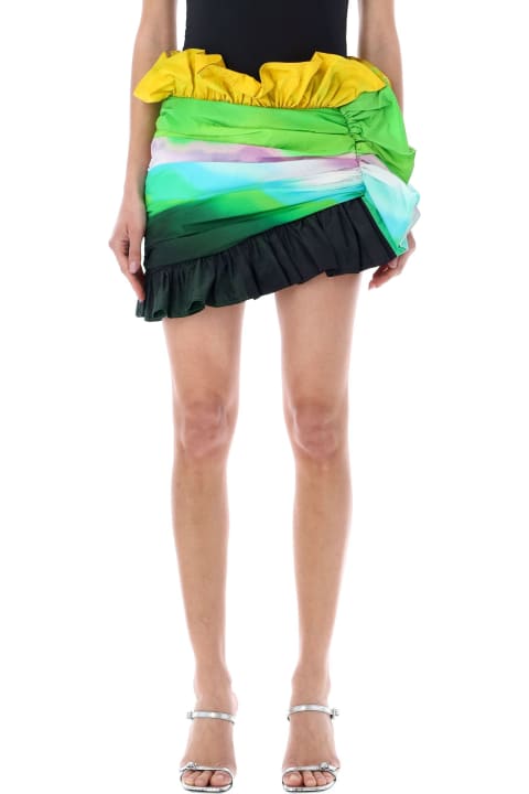 Ombre Nylon Ruffle Mini Skirt