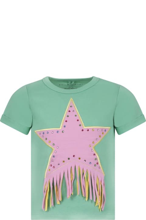 Stella McCartney Kids Stella McCartney Kids Green T-shirt For Girl With Star