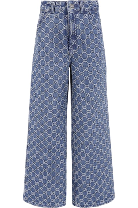Homeware Gucci Denim Jeans For Girl With Gg Motif